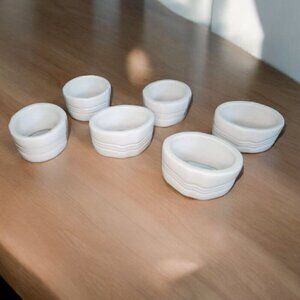 White Napkin Holders‎ ceramic set of 6 Curvy Never Used NIB